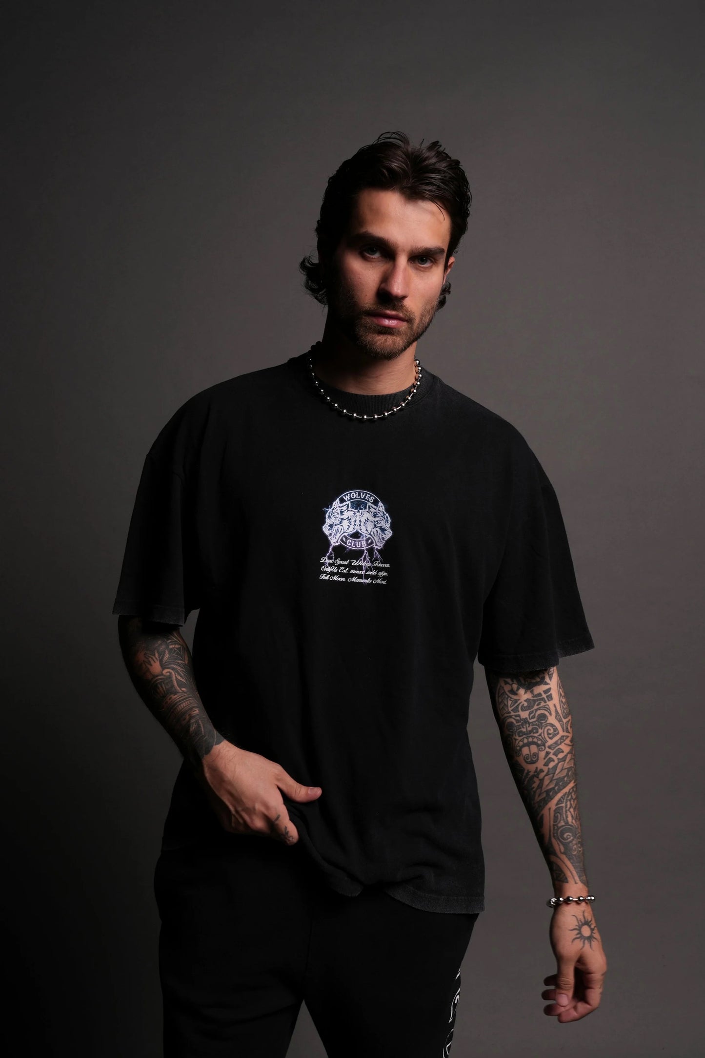 DS Thunder "Premium" Oversized Tee in Black/Purple Lightning