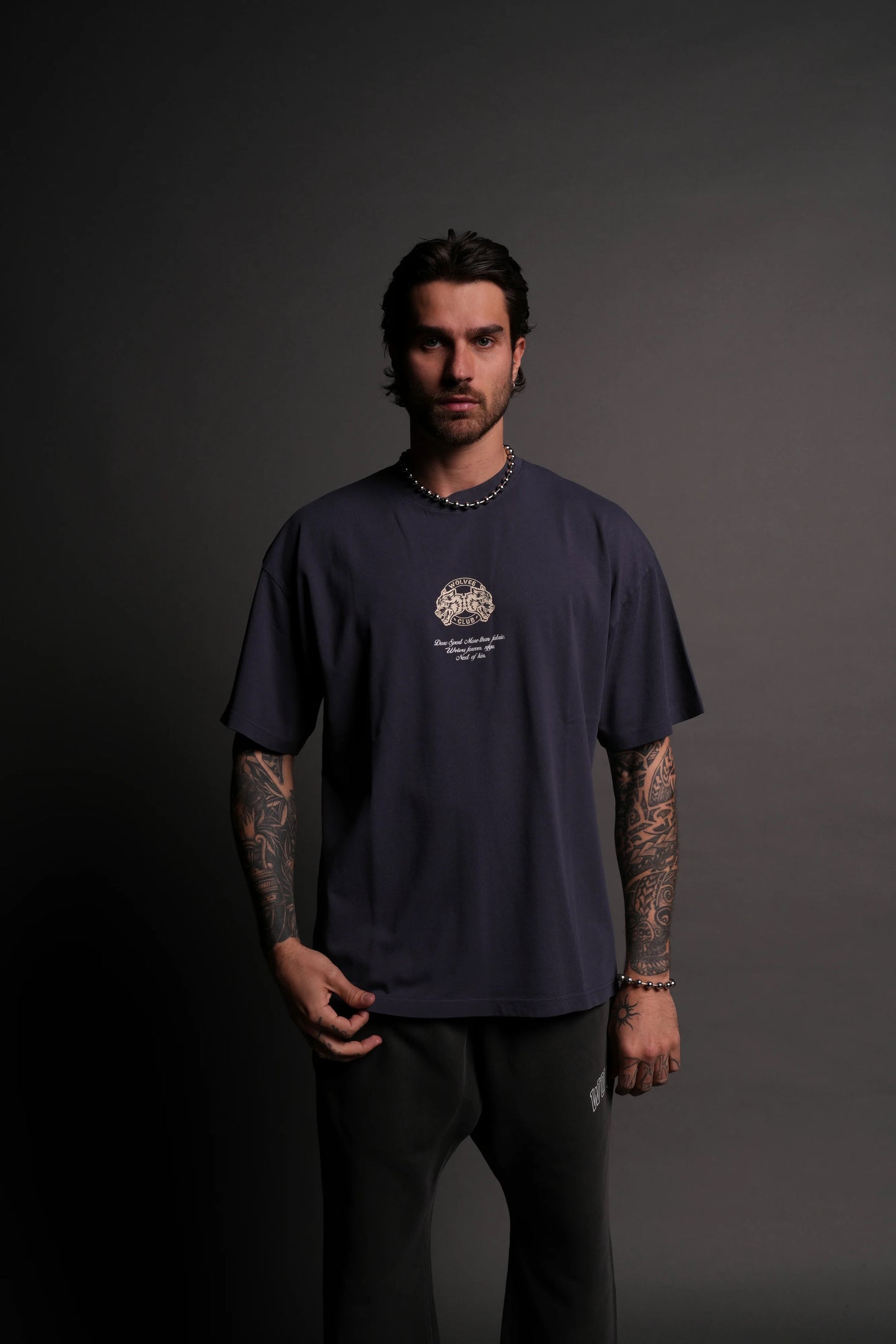 DS Iron Kin "Premium" Oversized Tee in Midnight Blue