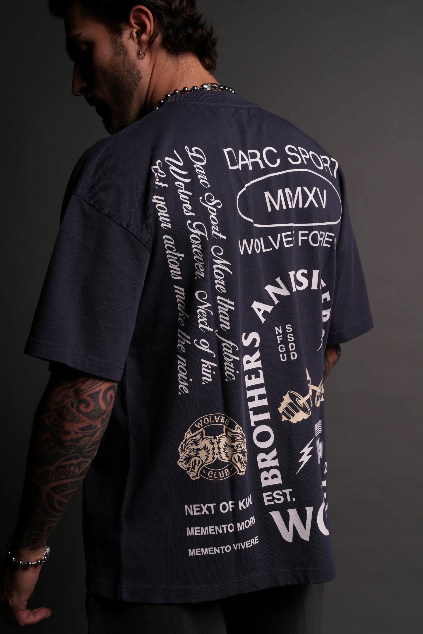 DS Iron Kin "Premium" Oversized Tee in Midnight Blue