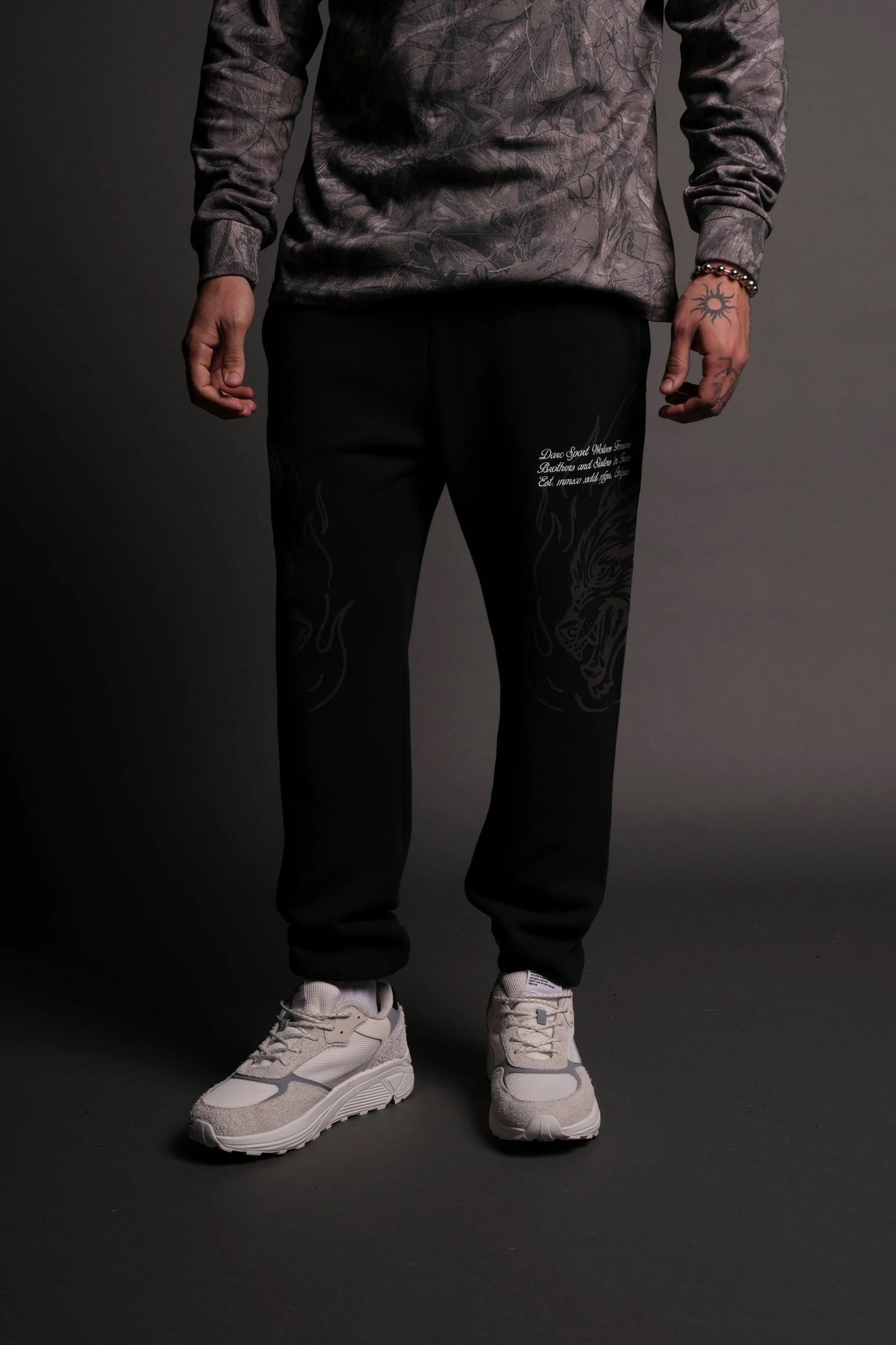 DS ONLYUS On Fire Post Lounge Sweats in Black